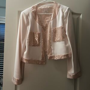 Baby pink cinq a sept jacket cropped with sequins